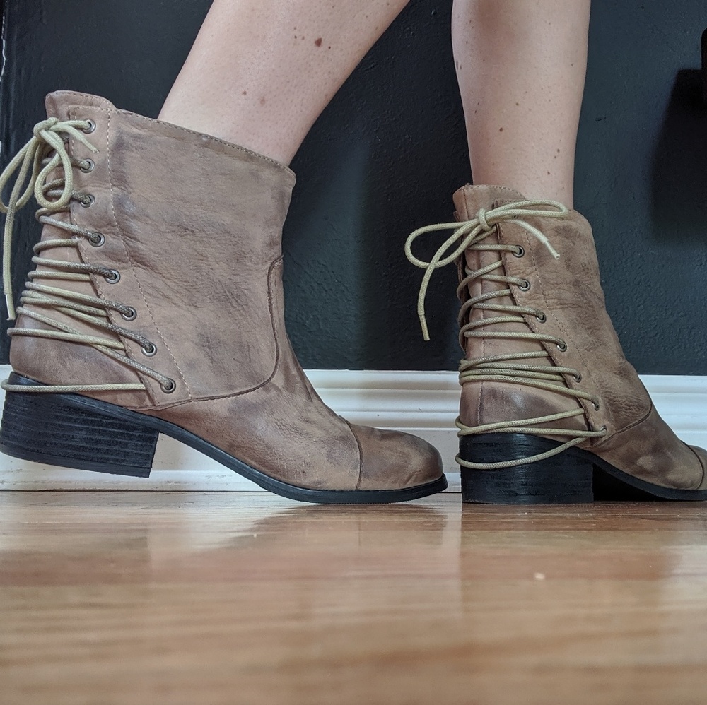 Two Lips Leather Booties View 6